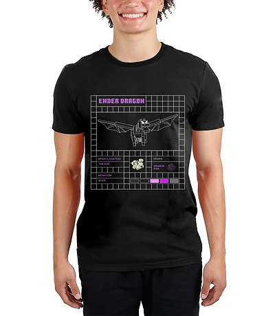 Minecraft Ender Dragon Grid Stats Black Unisex Short Sleeve T-Shirt