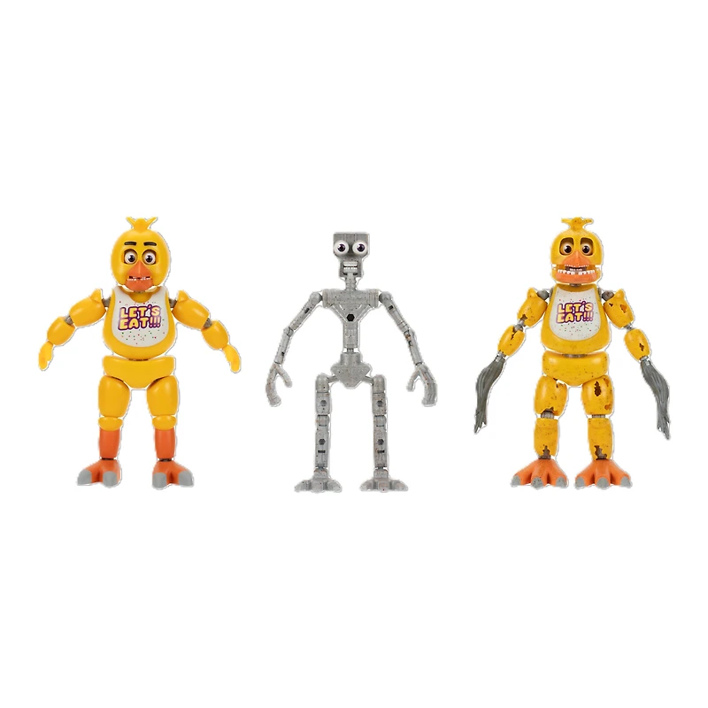 Jazwares Five Nights at Freddy's Endo-1 Classic Chica and Withered Chica Endoskeleton 6-in Glow-in-the-Dark Action Figure Set
