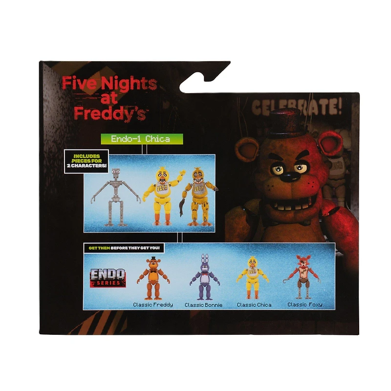 Jazwares Five Nights at Freddy's Endo-1 Classic Chica and Withered Chica Endoskeleton 6-in Glow-in-the-Dark Action Figure Set