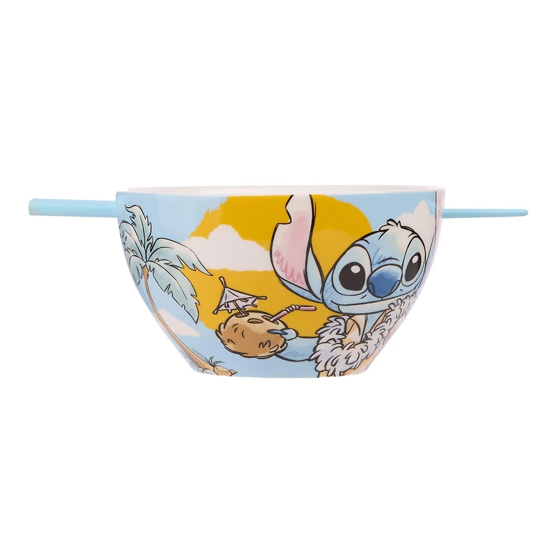 Disney Lilo and Stitch Hawaii Stitch Ceramic Ramen Bowl with Chopstick