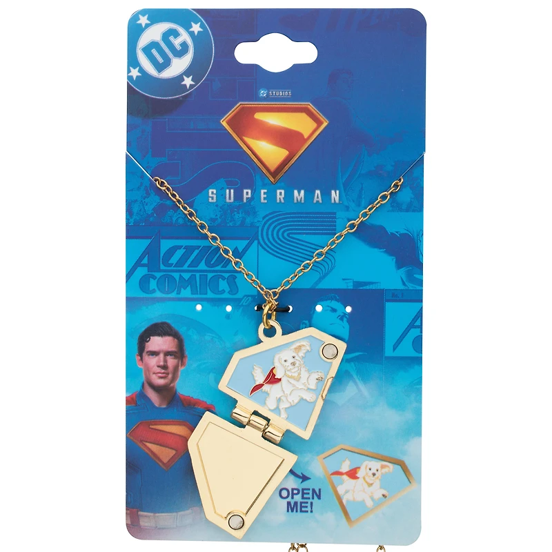 DC Comics Superman Logo Krypto Locket Necklace GameStop Exclusive