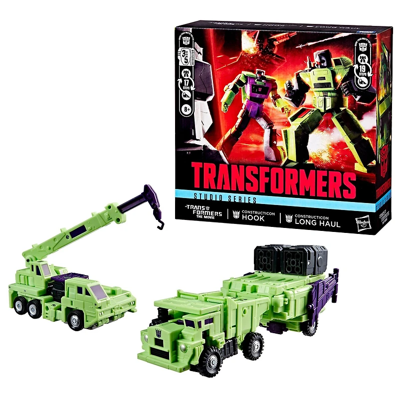 Hasbro Transformers Studio Series The Transformers: The Movie Constructicon Long Haul and Hook 6.5-in Action Figures 2-Pack