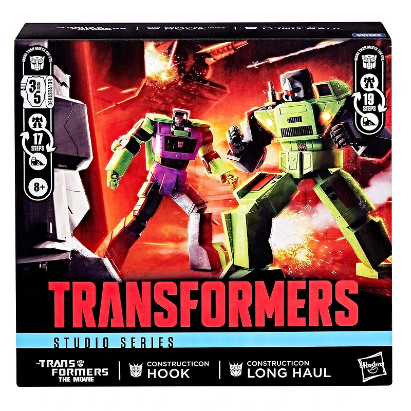 Hasbro Transformers Studio Series The Transformers: The Movie Constructicon Long Haul and Hook 6.5-in Action Figures 2-Pack