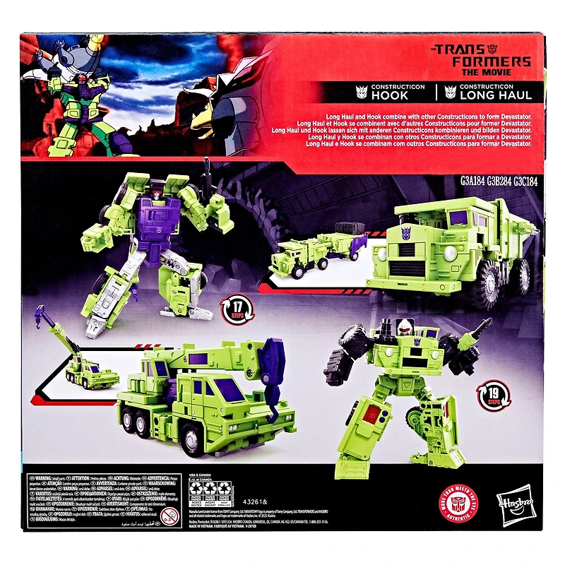 Hasbro Transformers Studio Series The Transformers: The Movie Constructicon Long Haul and Hook 6.5-in Action Figures 2-Pack