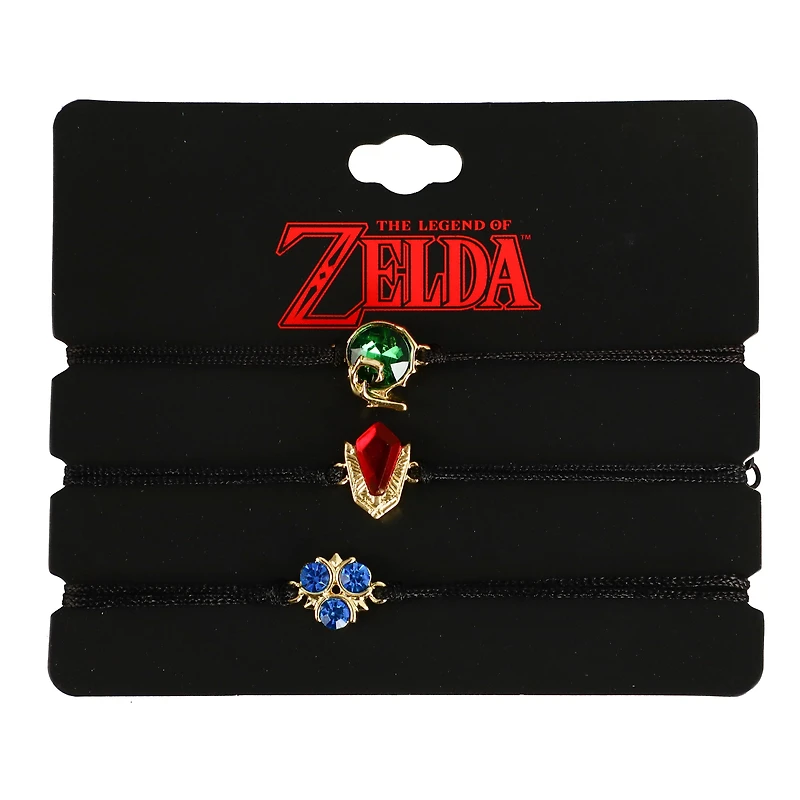 The Legend Of Zelda Spiritual Stones Cord Bracelet 3-Pack Set