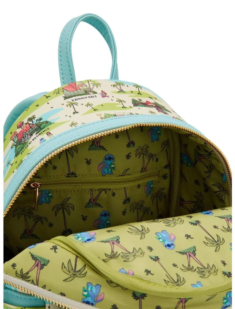 Loungefly Disney Lilo and Stitch Cast and Locations Allover Print Mini Backpack