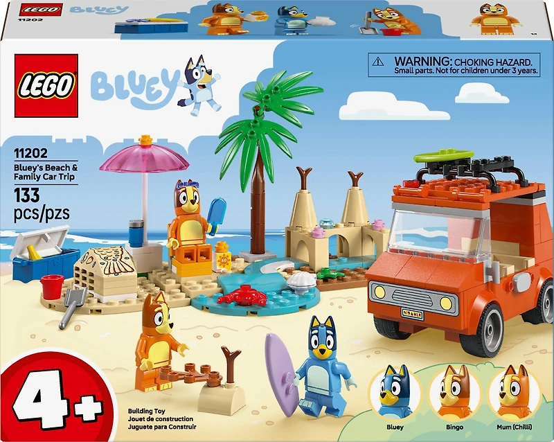 LEGO Bluey: Bluey's Beach and Family Car Trip Building Set 11202