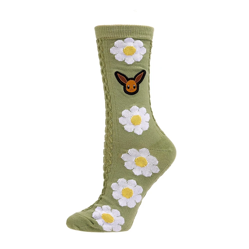 Pokemon Eevee Cable Knit Floral Embroidered Socks