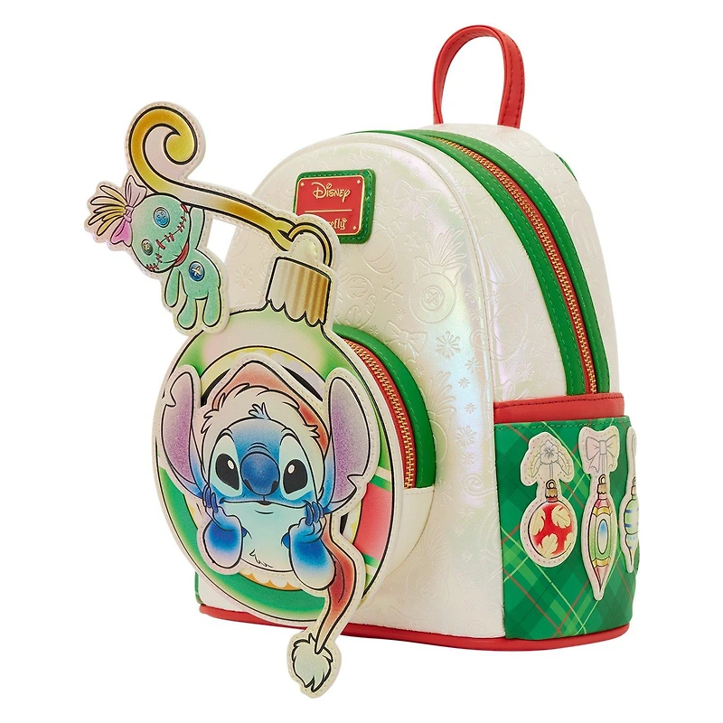 Loungefly Disney Stitch and Scrump Iridescent Holiday Ornament Mini Backpack