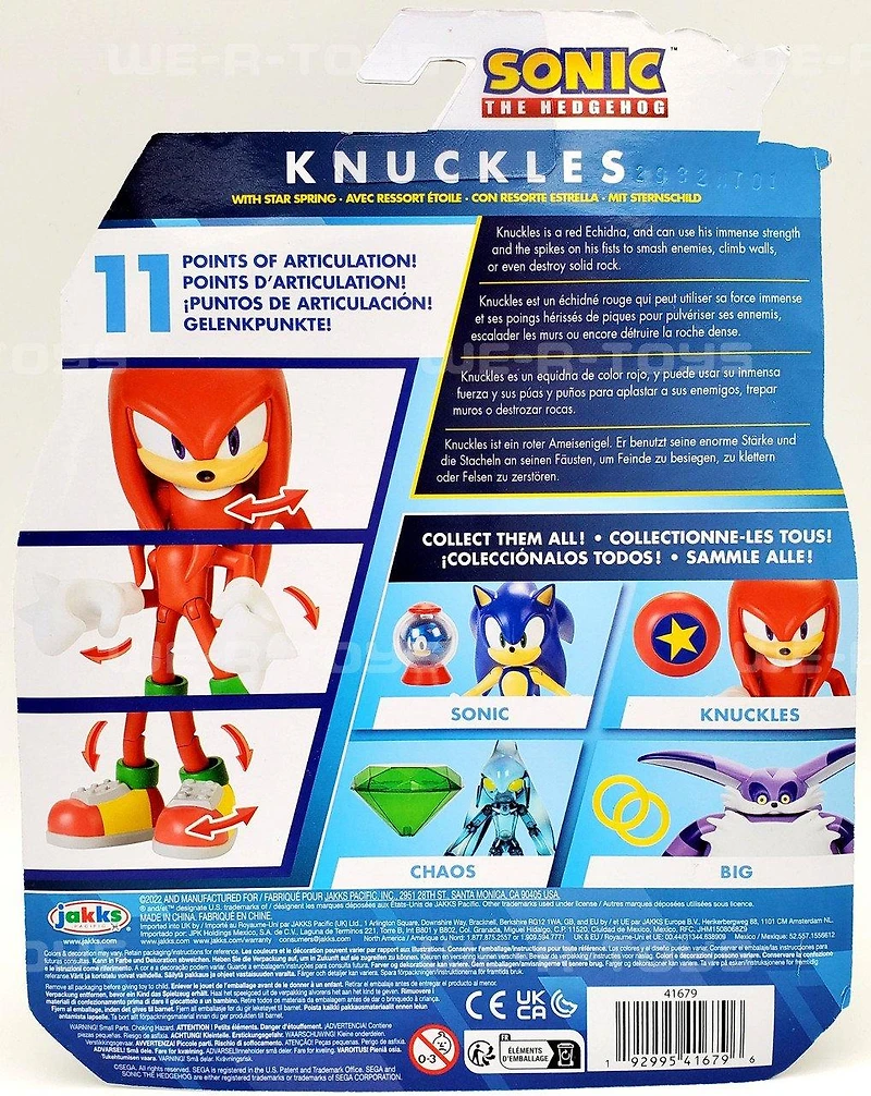 Jakks Pacific Sonic the Hedgehog Modern Knuckes 4-in Action Figure with with Star Spring Accessory