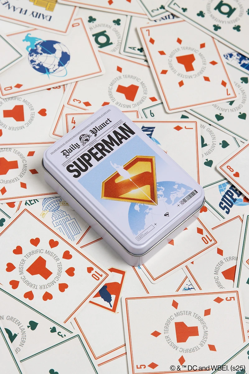 Superman Playing Cards with Tin