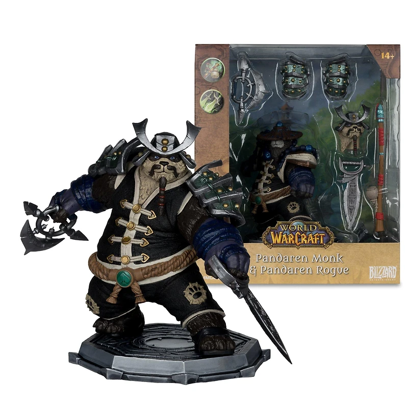 McFarlane Toys World of Warcraft Pandaren Monk and Pandaren Rogue 6-in Posed Action Figure