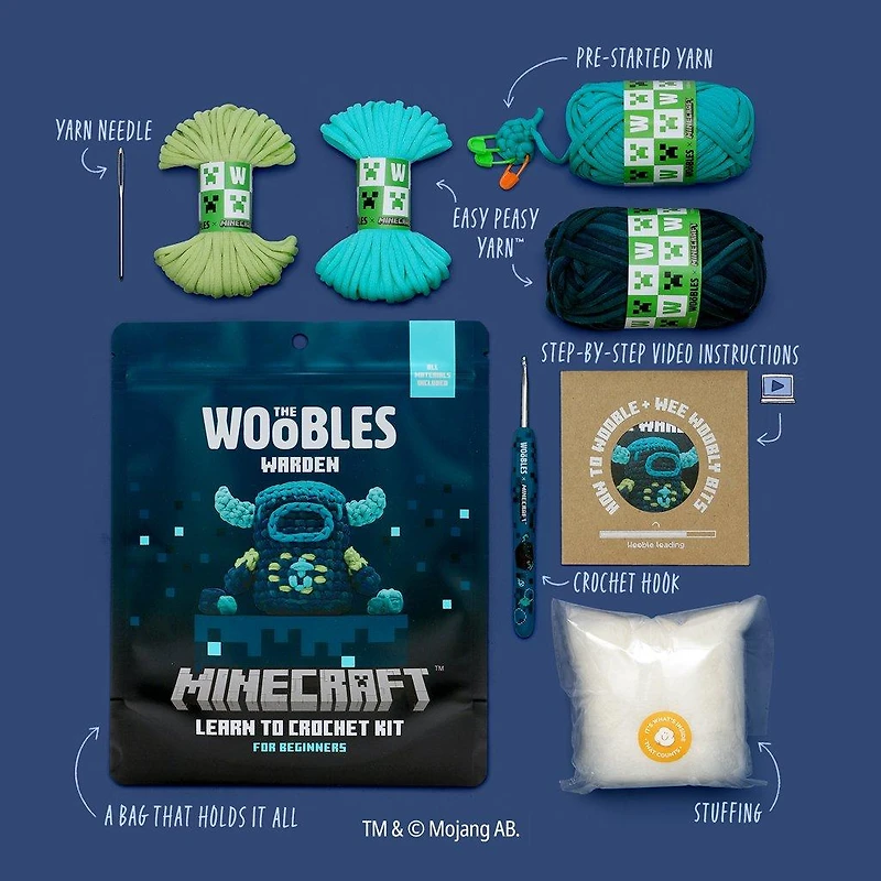 The Woobles Minecraft Warden Beginner Crochet Kit