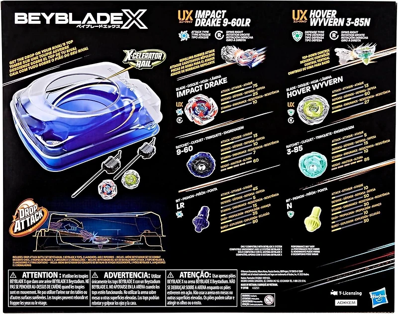 Hasbro Beyblade X Drop Attack Battle Set with Beystadium Arena