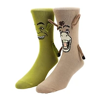 Dreamworks Shrek the Movie Shrek and Donkey Magnetic 3D Crew Socks