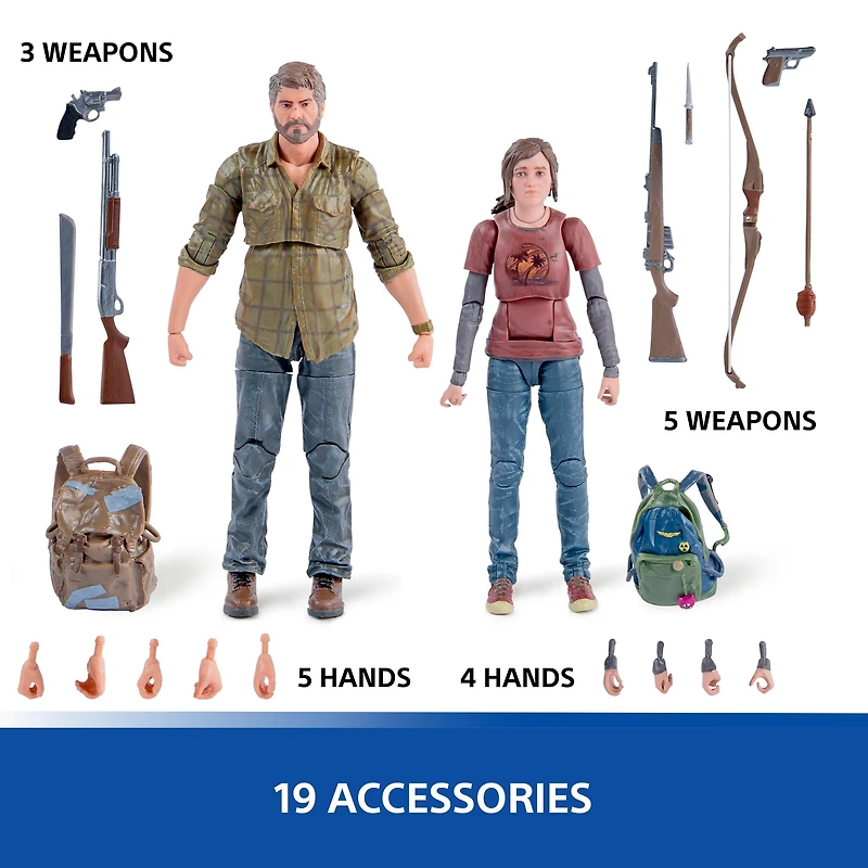 Spin Master The Last of Us Joel and Ellie 6-in Action Figures with 19 Accessories (2-Pack)
