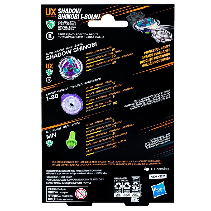 Hasbro Beyblade X Shadow Shinobi 1-80MN UX Starter Pack Set