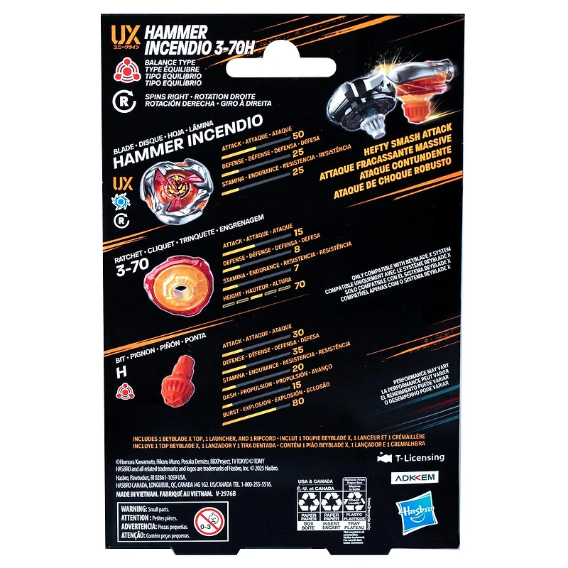 Hasbro Beyblade X Hammer Incendio 3-70H UX Starter Pack