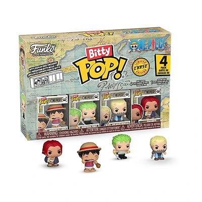 Funko Bitty POP! One Piece Vinyl Figure Set 4-Pack (Monkey D. Luffy, Roronoa Zoro, Axe-Hand Morgan and a Mystery Chase)