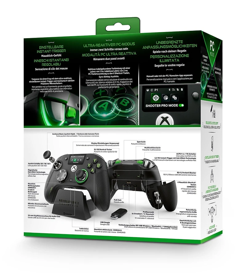 Nacon Revolution X Unlimited High-Performance Wireless Controller WIth Docking Station Designed for Xbox Series X/S, PC - Black