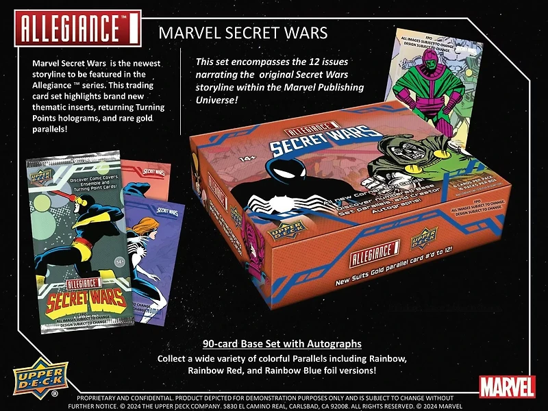 2024 Upper Deck Marvel Allegiance Secret Wars 1984 Trading Cards Hobby Box (16 Pack)