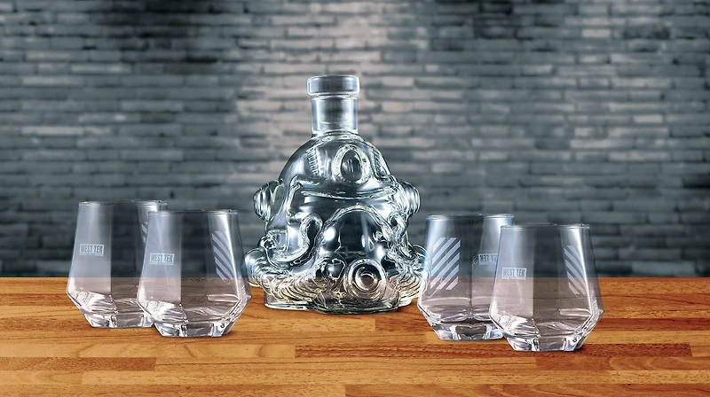 Fallout 76 T-51 Brotherhood of Steel 5-Piece Whiskey Decanter Set With Glasses