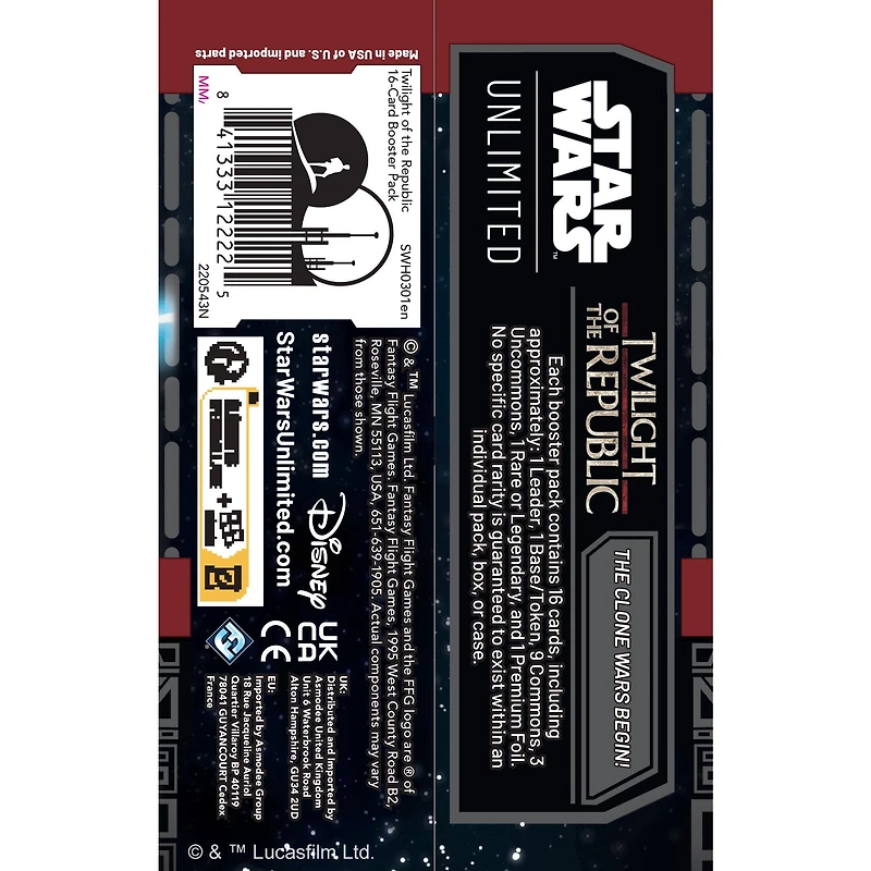 Star Wars: Unlimited TCG Twilight of the Republic Booster Pack (Styles May Vary