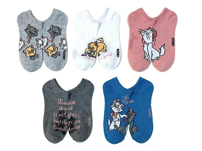 Disney Aristocats Polyester No-Show Socks 5-Pack