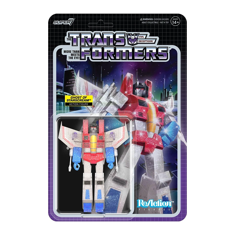 Super7 Transformers ReAction Ghost of Starscream (Translucent Glitter) Action Figure Wave 08