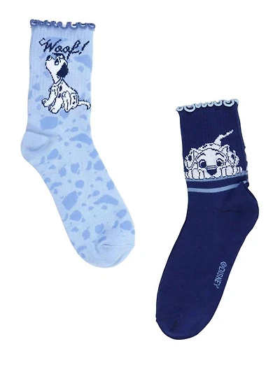 Disney 101 Dalmatians Womens Blue Crew Socks 2-Pack