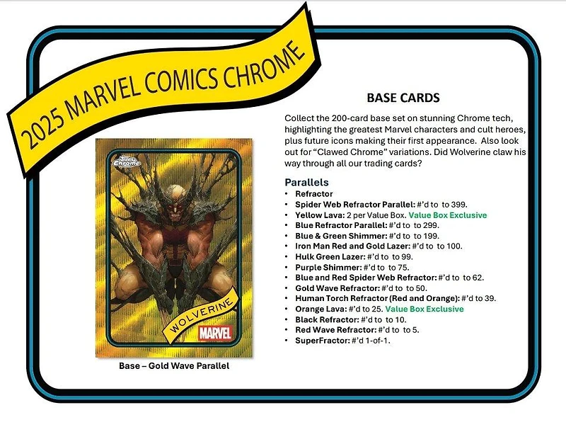 2025 Topps Chrome Marvel Comics Blaster Box