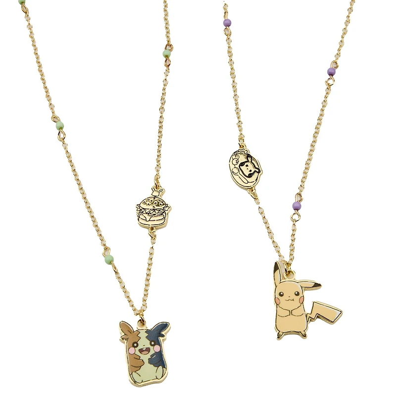 Pokemon Cafe Pikachu and Morpeko Best Friend Necklace Set GameStop Exclusive