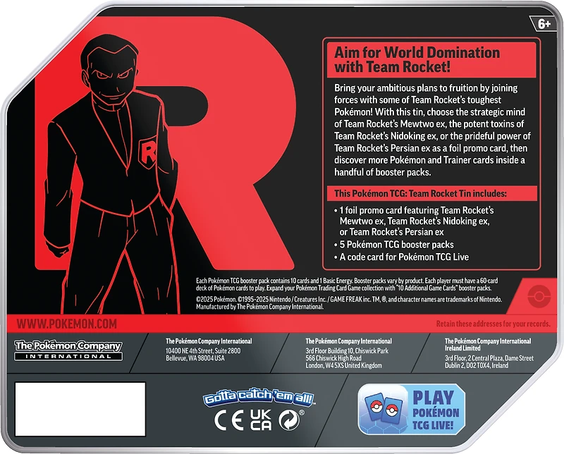 Pokemon Trading Card Game: Team Rocket Tin (Styles May Vary)