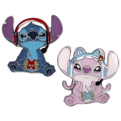 Disney Lilo and Stitch Gamer Stitch and Angel Enamel Pin Set GameStop Exclusive