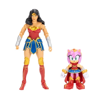 Jakks Pacific DC Comics x Sonic The Hedgehog Amy and Wonder Woman Figure Set 2-Pack
