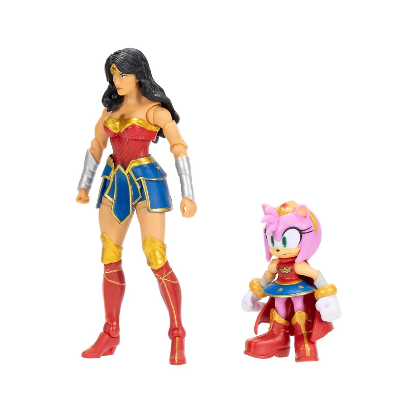 Jakks Pacific DC Comics x Sonic The Hedgehog Amy and Wonder Woman Figure Set 2-Pack