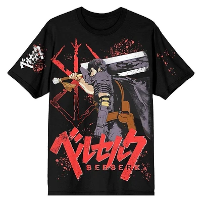 Berserk Guts With Kanji Logo Unisex Black T-Shirt GameStop Exclusive