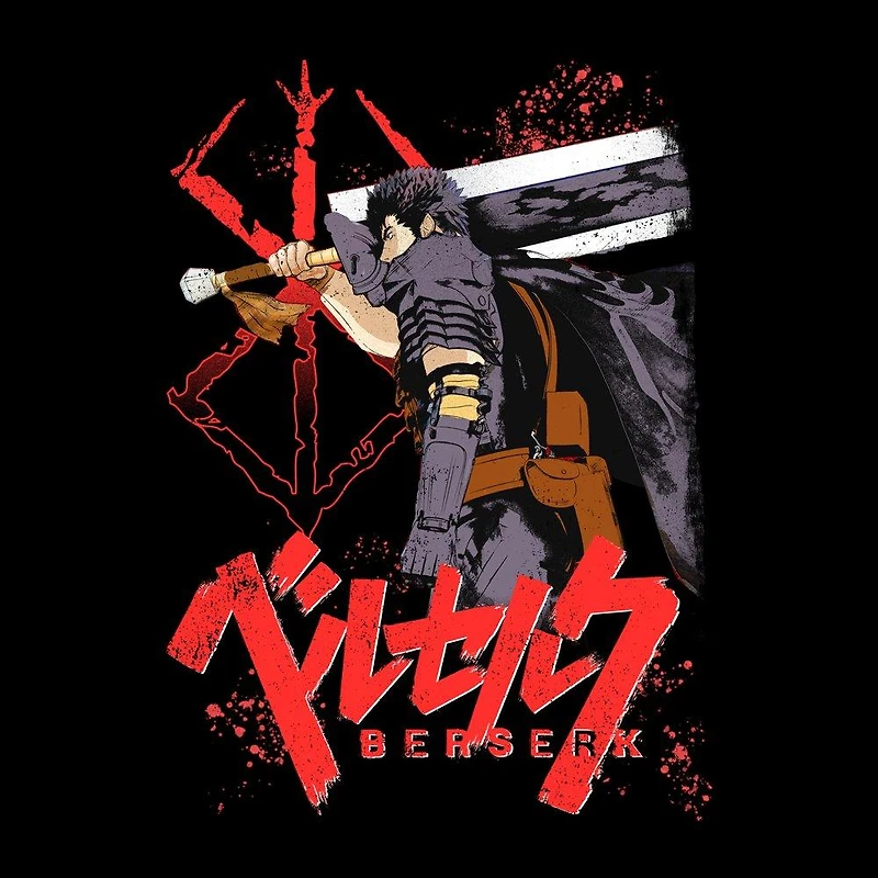 Berserk Guts With Kanji Logo Unisex Black T-Shirt GameStop Exclusive