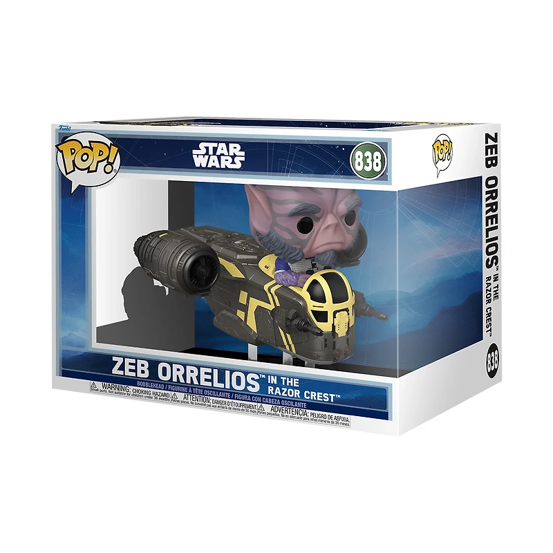 Funko POP! Rides: Star Wars: The Mandalorian and Grogu Zeb Orrelios in the Razor Crest 5.3-in Vinyl Bobblehead