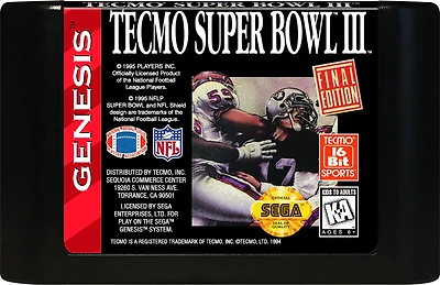 Tecmo Super Bowl III: Final Genesis - Sega Genesis