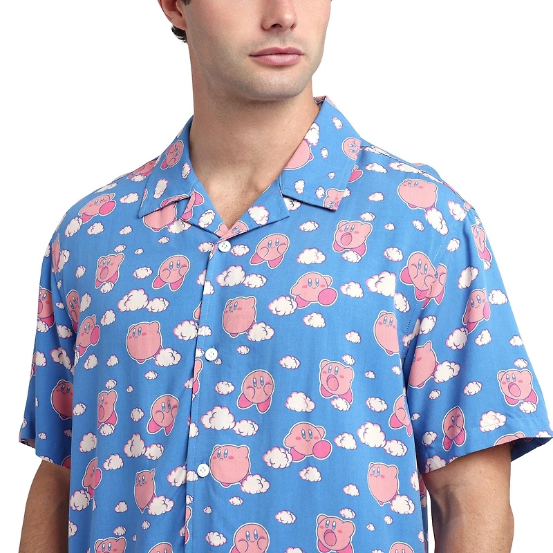 Kirby Pastel Cloud Print Woven Unisex Button-Up GameStop Exclusive
