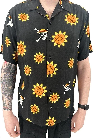 One Piece Luffy Dressrosa Arc Button-Up Mens Shirt GameStop Exclusive