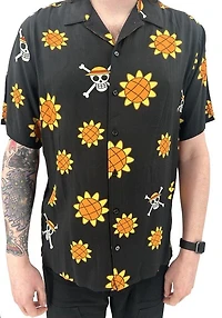 One Piece Luffy Dressrosa Arc Button-Up Mens Shirt GameStop Exclusive