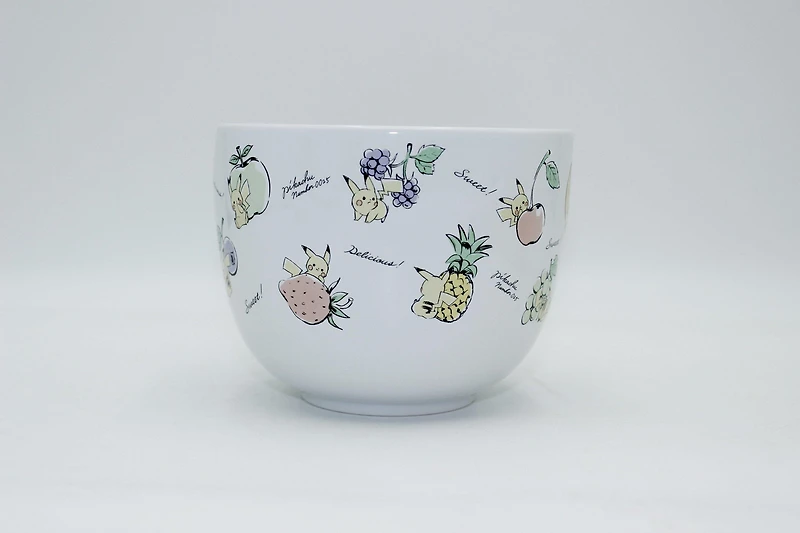 Pokemon Pikachu Lifestyle Fruit Script Toss Ceramic Ramen 20oz Bowl with Chopsticks and Spoon