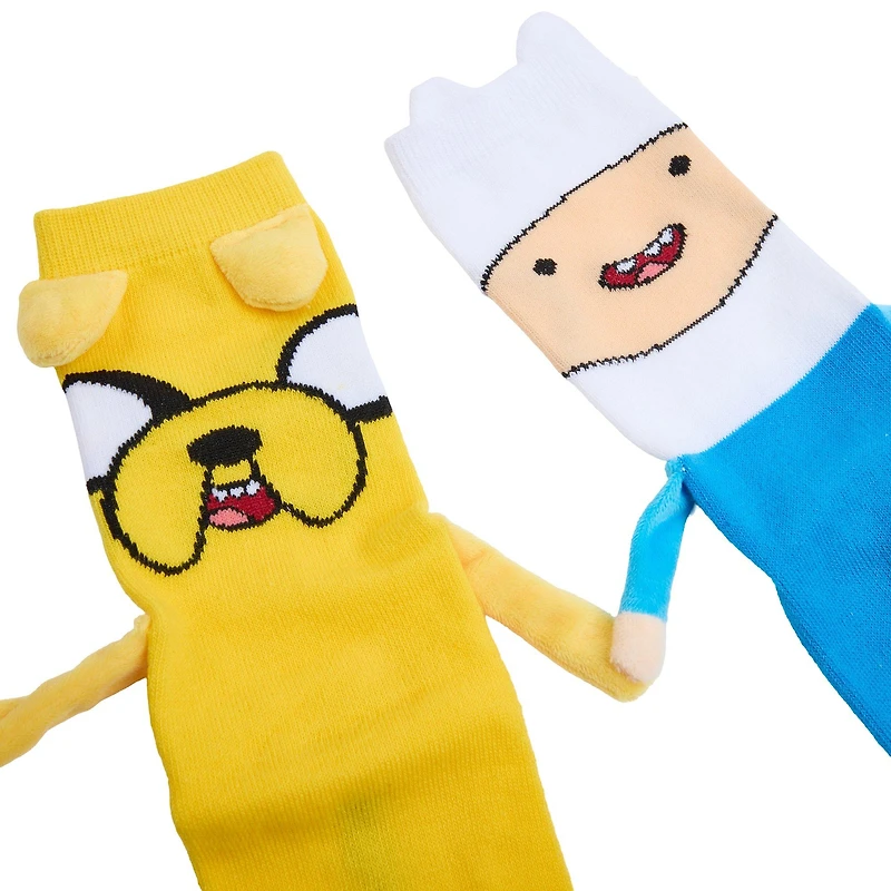 Adventure Time Finn and Jake Magnetic Arms Mismatch Crew Socks GameStop Exclusive