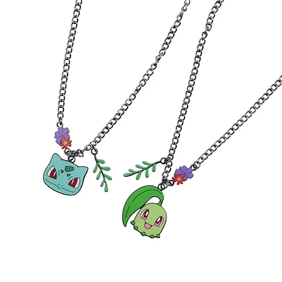 Pokemon Bulbasaur Chikorita Floral Best Friend Necklace Set GameStop Exclusive