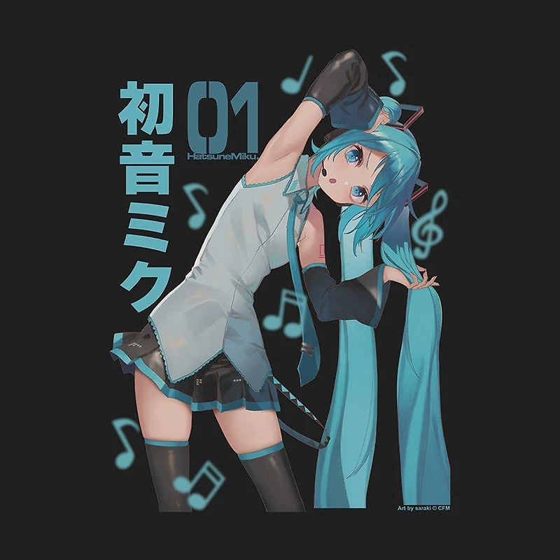 Hatsune Miku Music Notes Unisex Graphic T-Shirt GameStop Exclusive
