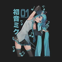Hatsune Miku Music Notes Unisex Graphic T-Shirt GameStop Exclusive