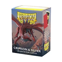 Dragon Shield Sleeves: Standard Matte Dual Sleeves Crimson and Silver