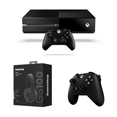 Xbox One 500GB Refurbished Console, Black Wireless Controller, and GS100 Headset Bundle